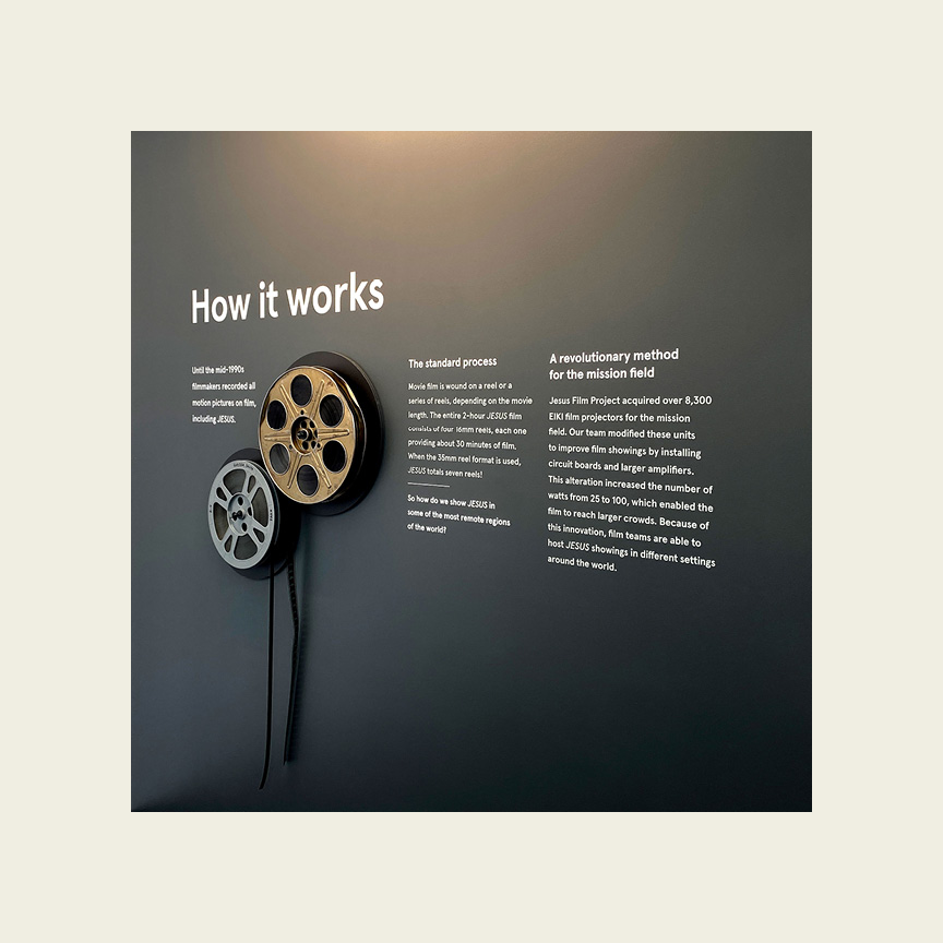 How it works section with film reels