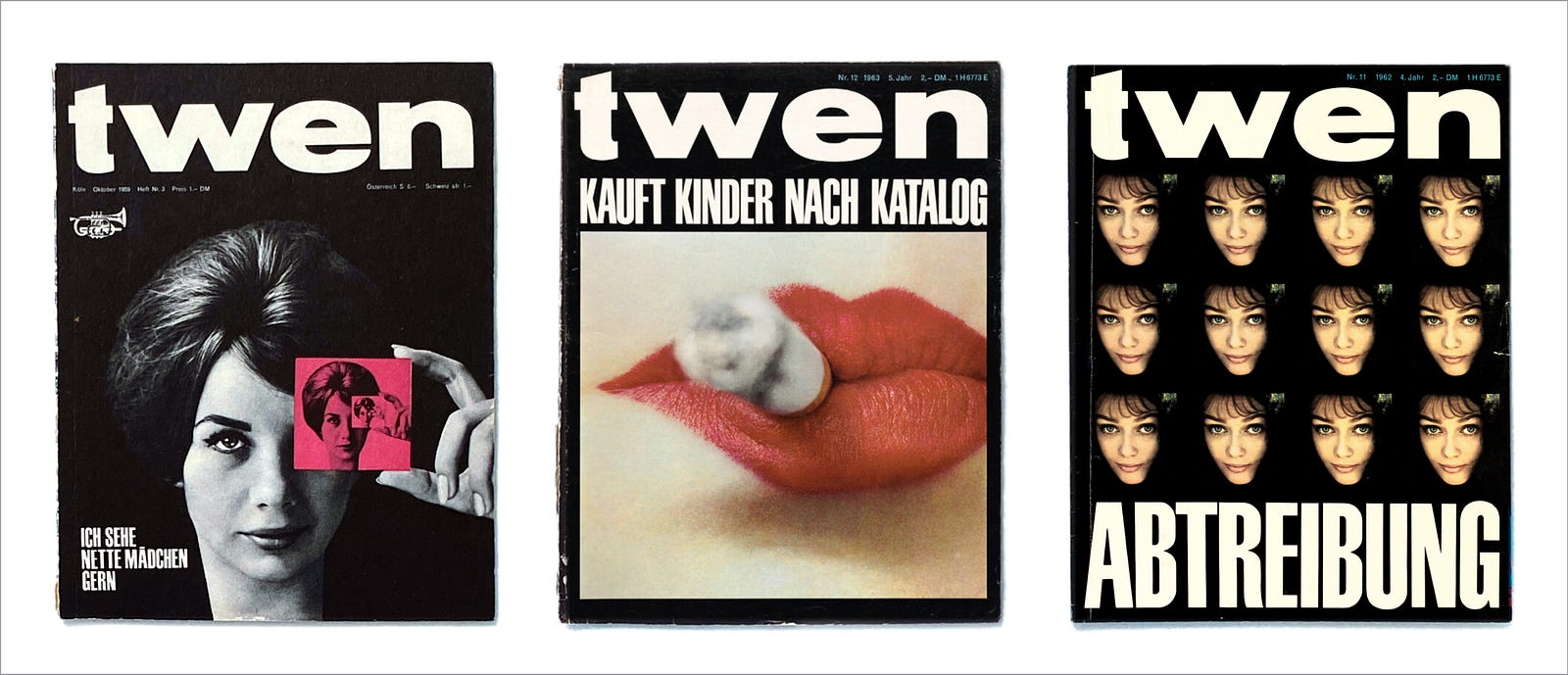 Twen magazine covers, 1959–1971. (Sources: DesignFacts, It’s Nice That, WestRead)