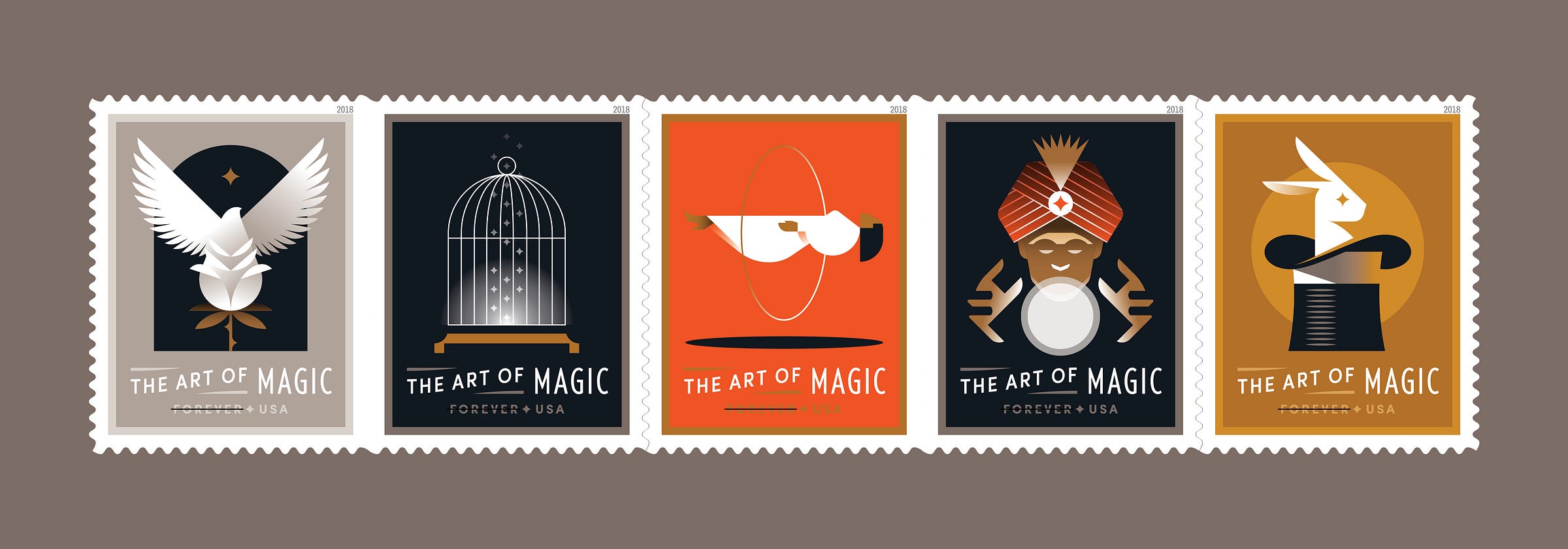 Pane of Art of Magic stamps