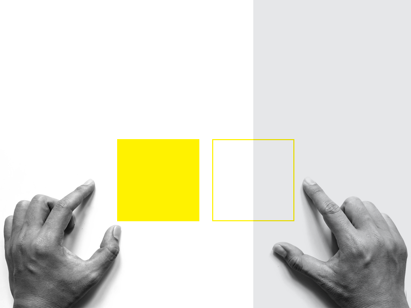 Hands with yellow squares