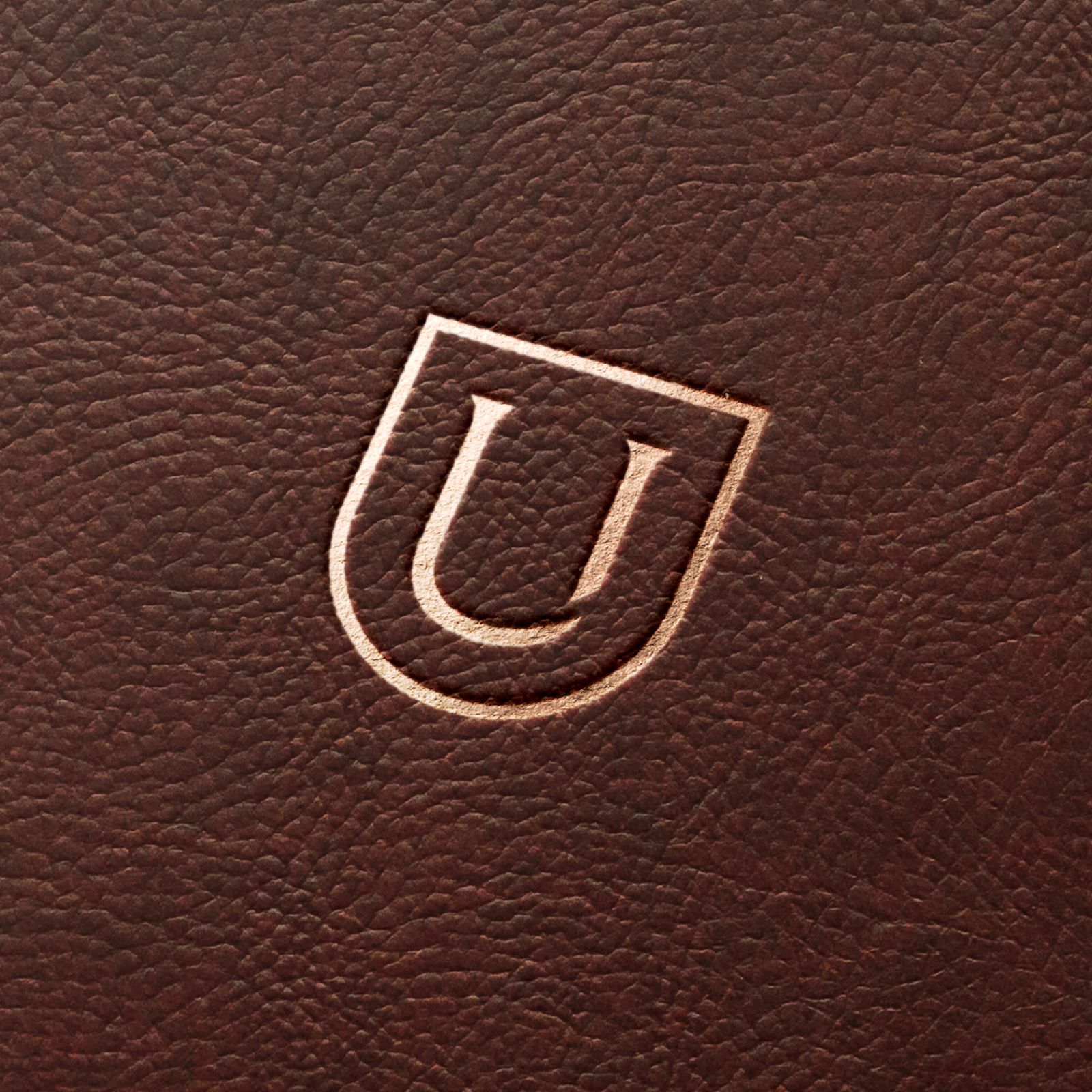 uhler brand mark embossed on leather