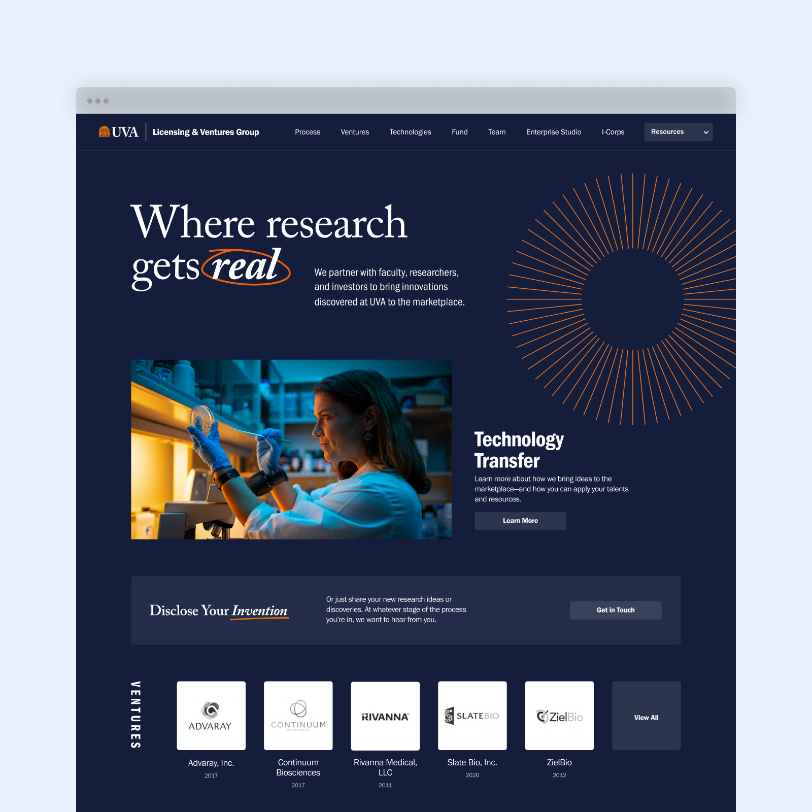 UVA LVG website homepage