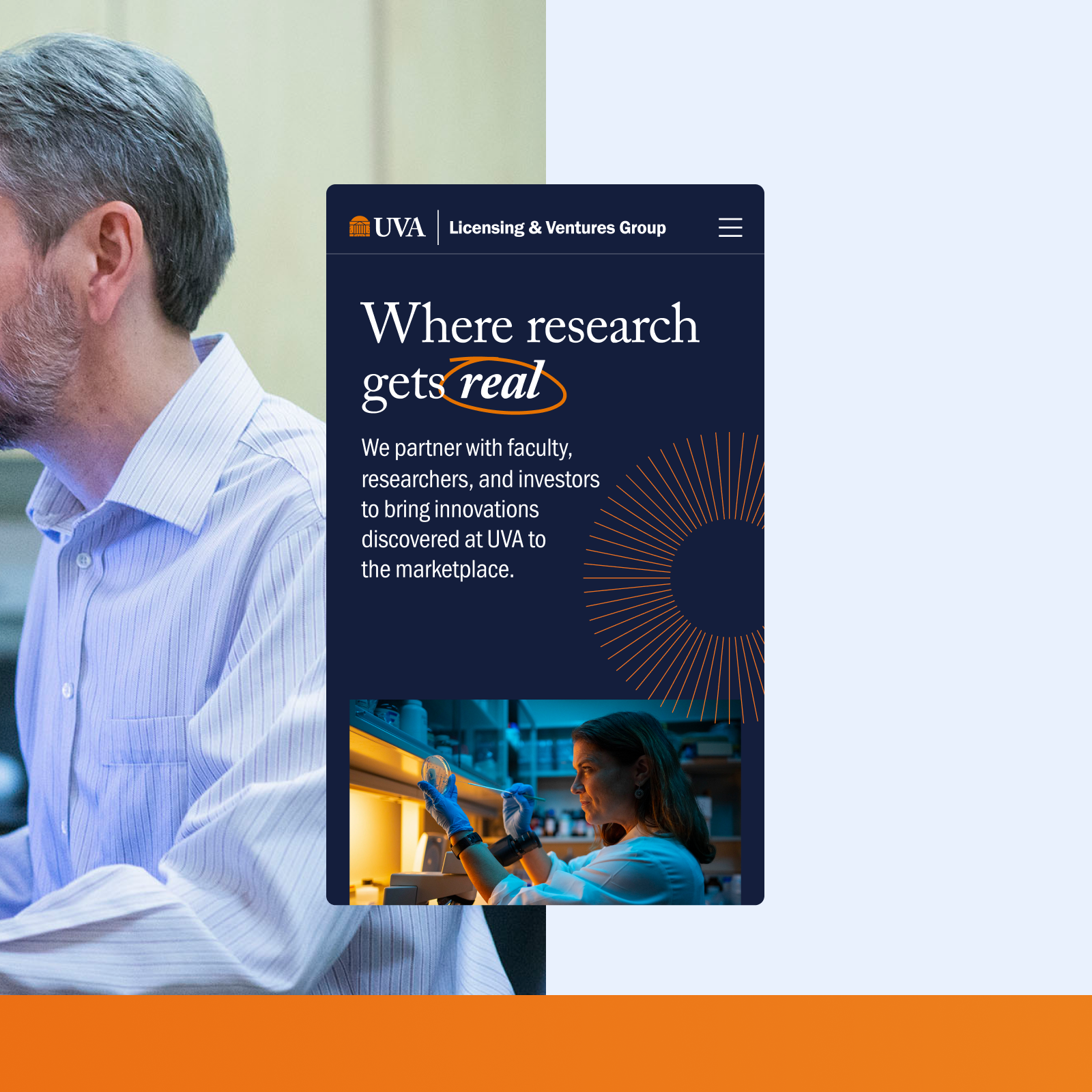 Mobile view of UVA LVG website