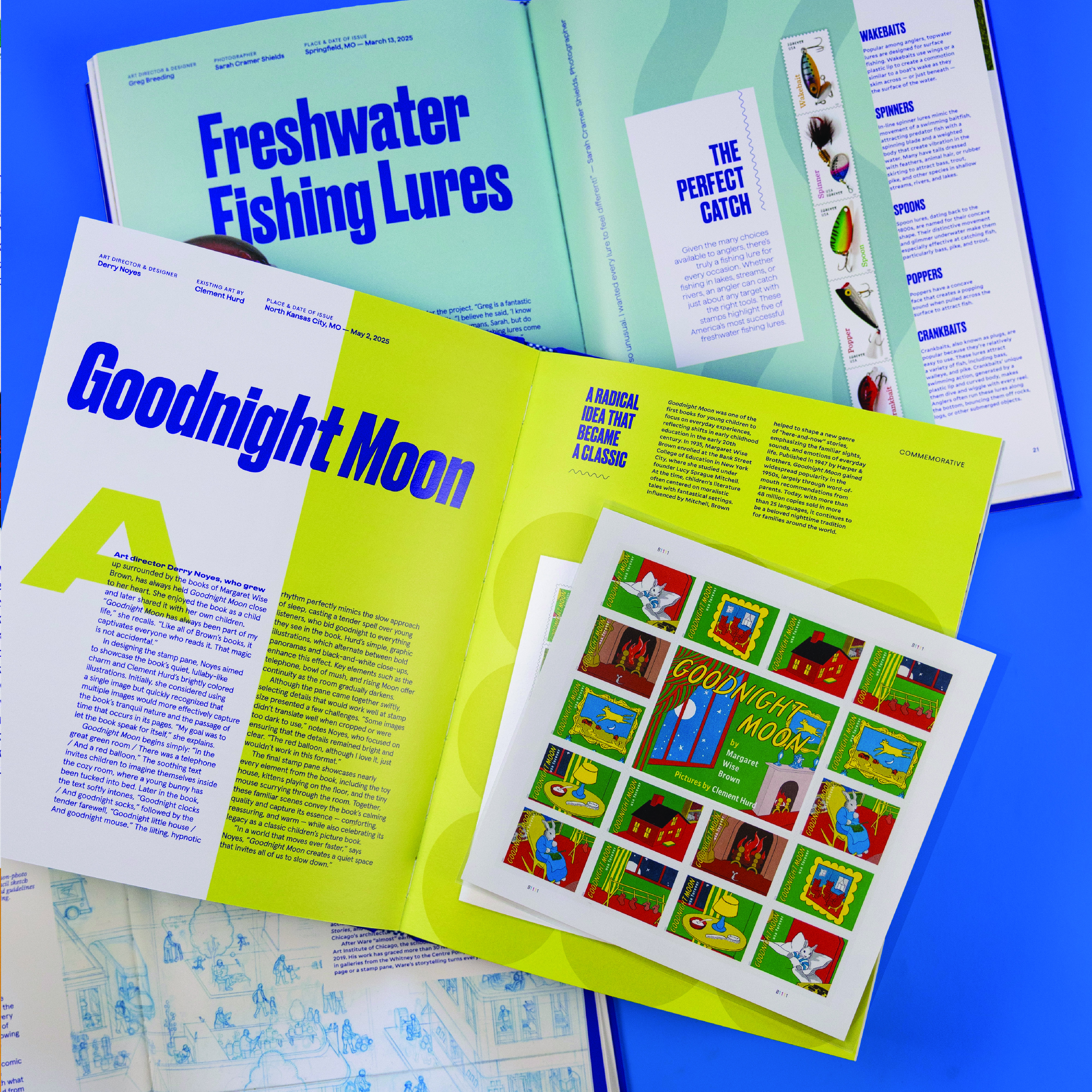 yearbook interior layouts with stamps