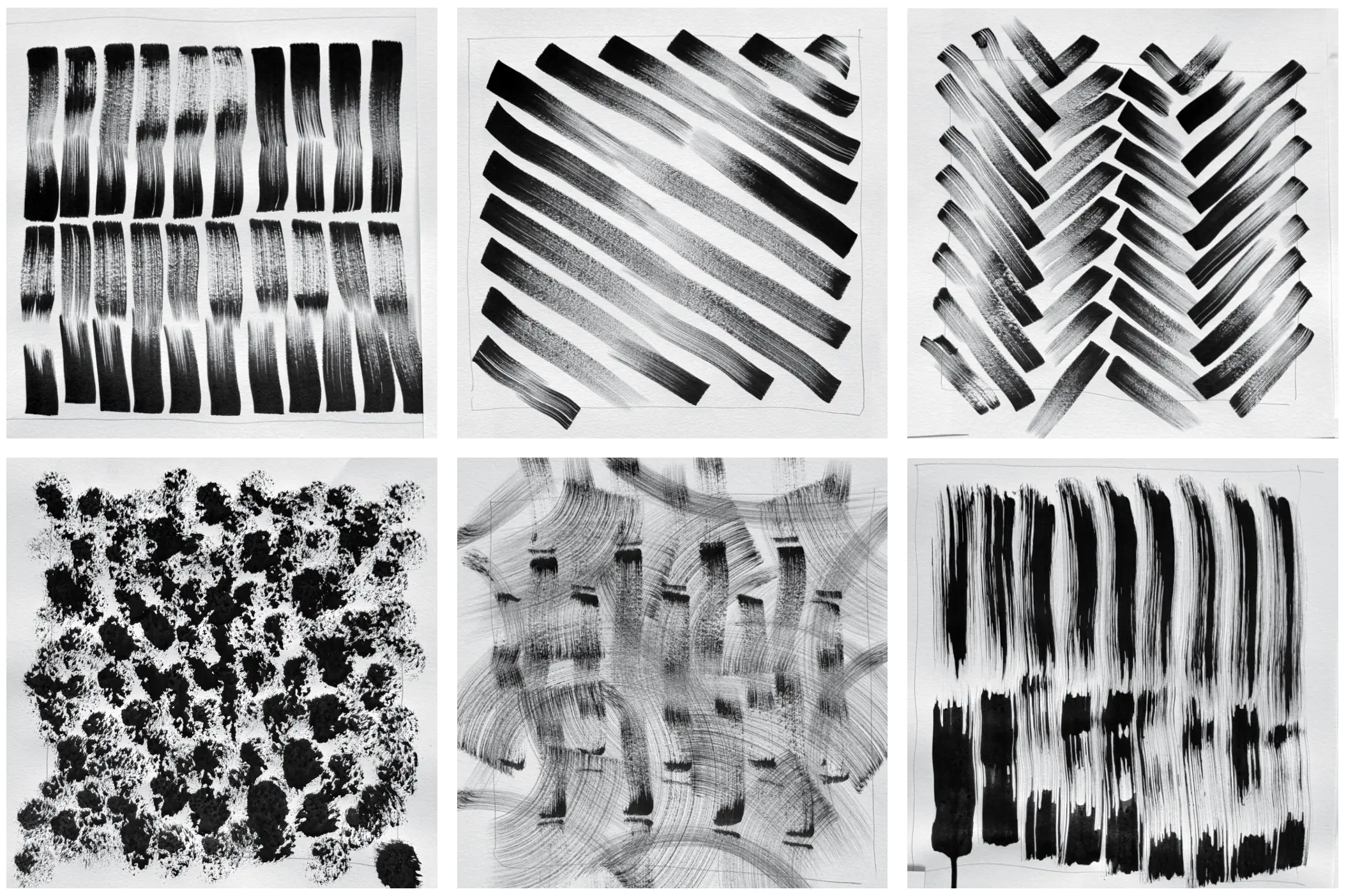 grids of square brushstroke art